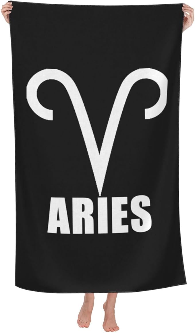 Aries Sign Beach Towel 32x52in Oversized Soft Absorbent Beach Towel - Aries Blanket for men