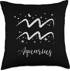 Aquarius Symbol Design Horoscope Zodiac Signs Astrology Throw Pillow - Aquarius Pillow for men