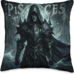 Warlord Pisces Warrior Zodiac Medieval Astrology Graphic Throw Pillow - Pisces Pillow for men