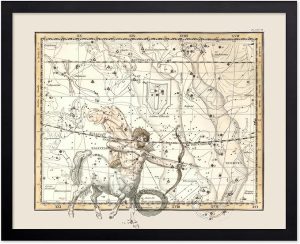 Poster Master Sagittarius Zodiac Sign Poster - Great Vintage Zodiac Poster, Astrology and Aptitude Vintage Home Wall Decor for Astrology Enthusiasts, 11x14 Black Framed - Sagittarius Home Decor for men