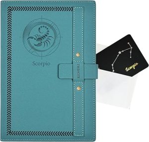 Scorpio Gifts for Women & Men, A5 Leather Journal Hardcover Notebook with Greeting Card - Unique Zodiac Gifts for Birthdays, Anniversaries, Holidays - Scorpio Products for men