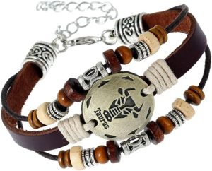 PAURO Women Men's Vintage Zodiac Sign 12 Constellation Round Coin Bracelet Weave Multilayer Brown Leather Wrap Constellation Bracelets - Taurus Products for men