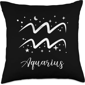 Aquarius Astrological Signs Symbol Horoscope Zodiac Sign Throw Pillow - Aquarius Pillow for men