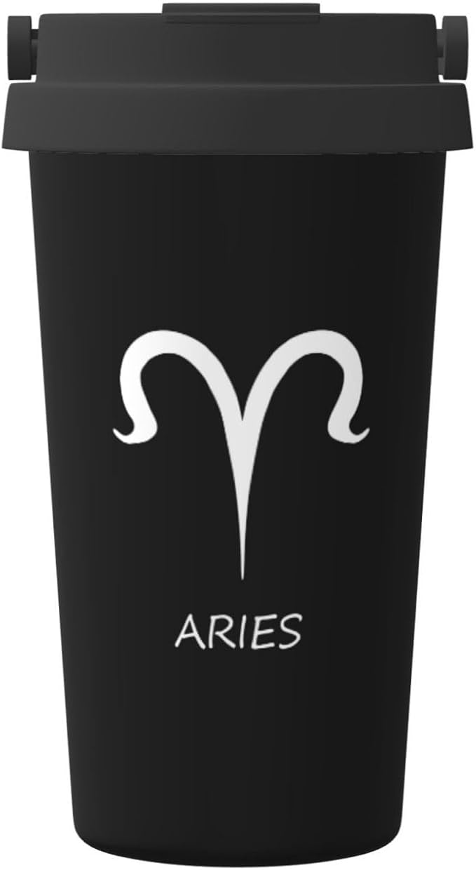 Aries Sign Insulated Coffee Mug, Stainless Steel Vacuum Insulated Double Wall Travel Tumbler, 18oz - Aries Mug for men