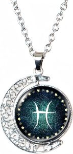 DEQIYIJI Birthday Gifts For Women Men Zodiac Sign Moon Pendant Necklace Jewelry Astrology 12 Constellation Horoscope Stuff - Pisces Car Accessories for men