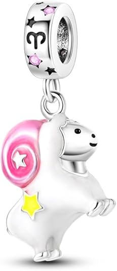 Zodiac Glow In The Dark Birthday Birth Date Horoscope Star Sign Constellation Crystal Bead Pendant 925 Sterling Silver Dangle Compatible With Pandora Moments Charm Bracelet - Aries Ring for men