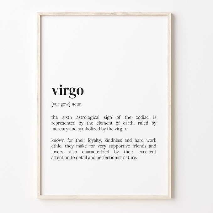 Virgo Definition Print, Dictionary Poster, Quote Wall Art, Virgo Print, Zodiac Sign Gift, Astrological Sign, Gift Ideas - Virgo Poster for men