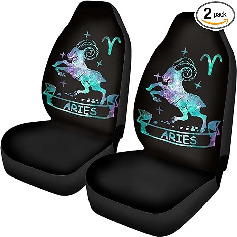 Horeset Aries Pattern Front Seat Cover Sets 2 Pack Car Seat Protector, Accessories Interior Decor, Stylish Elastic Auto Seat Cushion Fit Spring & Summer - Aries Car Seat Cover for men