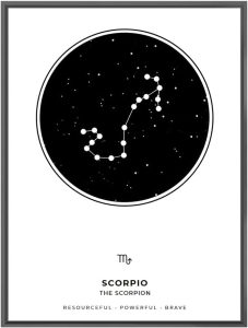 WURAWUS Custom Zodiac Map Canvas Prints, Personalized Zodiac Wall Art Prints Astrology Horoscope Poster, Unique Astronomy Wall Art Poster for Home, Office, Bedroom & Living Room Decor (Scorpio-1) - Scorpio Canvas for men