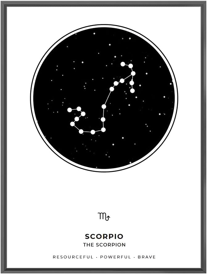 WURAWUS Custom Zodiac Map Canvas Prints, Personalized Zodiac Wall Art Prints Astrology Horoscope Poster, Unique Astronomy Wall Art Poster for Home, Office, Bedroom & Living Room Decor (Scorpio-1) - Scorpio Canvas for men
