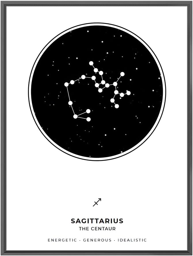 WURAWUS Custom Zodiac Map Canvas Prints, Personalized Zodiac Wall Art Prints Astrology Horoscope Poster, Unique Astronomy Wall Art Poster for Home, Office, Bedroom & Living Room Decor (Sagittarius-1) - Sagittarius Home Decor for men