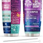 Scorpio Gifts for Women,Scorpio Birthday Gifts, Zodiac Scorpio Tumbler, Astrology Gothic Witchy Gifts, Constellation Insulated Tumbler With Lid Straw Purple Coffee Mug 20 OZ - Scorpio Products for men