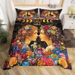 Gemini Zodiac Sign Duvet Cover King Size,Fairy Twins Twelve Star Constellation Bedding Set for Kids Boys Girls Room Decor,Sun Moon Comforter Cover,Colorful Flower Luxury Quilt Cover 3Pcs,2 Pillowcases - Gemini Blanket for men