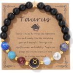 COLORFUL BLING Zodiac Bracelets for Women Men 12 Constellations Healing Crystal Stretch Bracelet Zodiac Sign Natural Stone Beaded Bracelet Horoscope Spiritual Jewelry Birthday Gift - Taurus Products for men