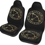 Golden Sagittarius Zodiac Sign Car Seat Covers 2 Pack Universal Bucket Front Steats Cover Protector Cushion for Truck SUV Van, Black - Aquarius Car Seat Cover for men