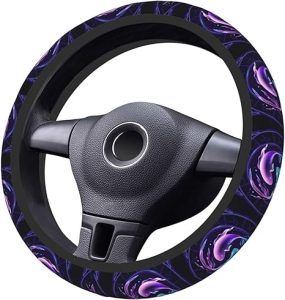 Pisces Zodiac Sign Astrology Constellations Car Steering Wheel Cover Universal 15 Inch Fit Steering Wheel Cover, Black - Pisces Car Accessories for men