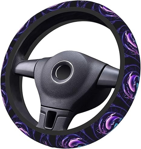 Pisces Zodiac Sign Astrology Constellations Car Steering Wheel Cover Universal 15 Inch Fit Steering Wheel Cover, Black - Pisces Car Accessories for men
