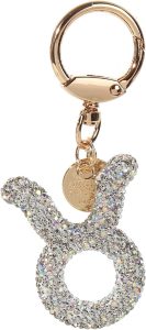Rhinestone Zodiac Sign Horoscope Charms Key Ring 12 Constellation Astrology Key Chain for Women Birthday Jewelry - Taurus Products for men