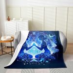 Gemini Bed Blanket,Boho Starry Constellations Astrology Zodiac Flannel Blanket for Room Decor,Mandala Flower Neon Blue Glitter Fleece Blanket for Kids Adults,Super Soft,Twin 60"x80" - Gemini Blanket for men