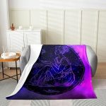 Manfei Virgo Throw Flannel Blanket,Glitter Constellations Astrology Zodiac Boho Fleece Throw Blanket for Home Decor Sofa Couch,Exotic Flower Neon Blue Purple Starry Fleece Blanket,40"x50" - Virgo Blanket for men