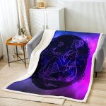 Virgo Flannel Blanket,Glitter Constellations Astrology Zodiac Boho Fleece Blanket for Room Decor,Exotic Flower Neon Blue Purple Starry Throw Blanket for Sofa Couch,Throw 50"x60" - Virgo Blanket for men
