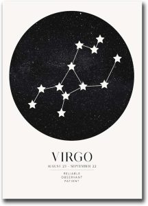 SFXLUCART Poster Decorative Canvas Painting Virgo Zodiac Art Print Living Room and Bedroom Office Decoration 8X12inch Without Frame - Virgo Poster for men