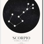 SFXLUCART Canvas Art Poster Scorpio Zodiac Art Print Living Room and Bedroom Office Decoration 12x18inch Without Frame - Scorpio Canvas for men