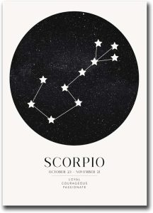 SFXLUCART Canvas Art Poster Scorpio Zodiac Art Print Living Room and Bedroom Office Decoration 12x18inch Without Frame - Scorpio Canvas for men