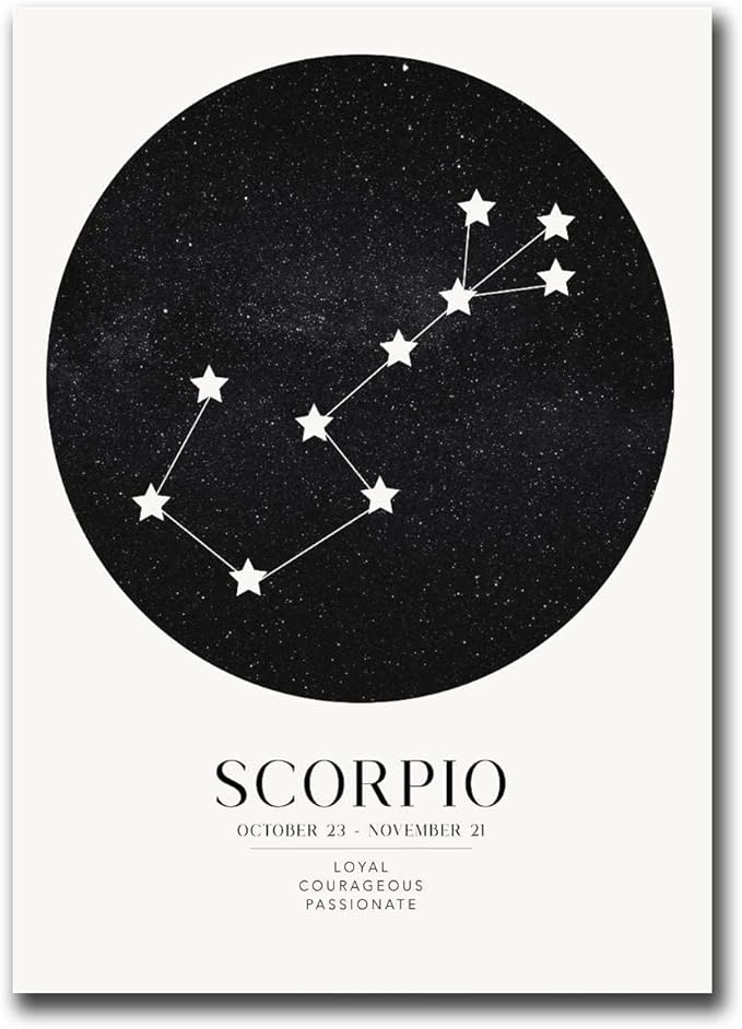 SFXLUCART Canvas Art Poster Scorpio Zodiac Art Print Living Room and Bedroom Office Decoration 12x18inch Without Frame - Scorpio Canvas for men