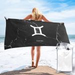Gemini Sign Beach Towels Large Quick Drying Sand Free Beach Towel, for Beach, Swimming Pool, Camping, Black - Gemini Blanket for men