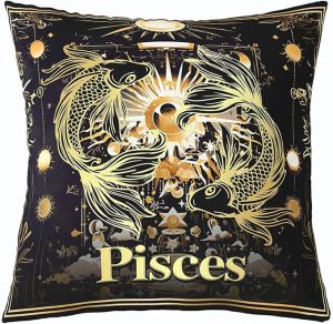 Feelyou Kids Twelve Constellations Throw Pillow Cover 16"x16" 1 Pcs Pisces Pillow Case Cushion Cover Western Astrology Zodiac Decorative Throw Pillowcase for Sofa Bohemian Cushion Case - Pisces Pillow for men