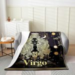 Feelyou Kids Twelve Constellations Fleece Throw Blanket Baby 30"x40" Virgo Fuzzy Blanket for Sofa Couch Room Decorations Western Astrology Zodiac Plush Blanket Bohemian Fuzzy Blanket - Virgo Blanket for men