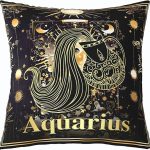 Feelyou Kids Twelve Constellations Throw Pillow Cover 18"x18" 1 Pcs Aquarius Pillow Case Cushion Cover Western Astrology Zodiac Decorative Throw Pillowcase for Sofa Bohemian Cushion Case - Aquarius Pillow for men