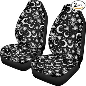 Moon Star Car Seat Covers Two Front Only for Car, Print Automotive Interior Covers Front Seat Protectors, Universal Fit Seat Covers for Car, Truck, SUV Automotive Seat Covers Accessories - Aquarius Car Seat Cover for men