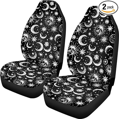 Moon Star Car Seat Covers Two Front Only for Car, Print Automotive Interior Covers Front Seat Protectors, Universal Fit Seat Covers for Car, Truck, SUV Automotive Seat Covers Accessories - Aquarius Car Seat Cover for men