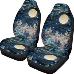 Paper Sculpture Forest Universal Fit Car Seat Cover Cartoon Tree Moon Print Auto Seat Covers Front Seats Washable Automotive Seat Covers for SUV, Sedan, Van - Aquarius Car Seat Cover for men