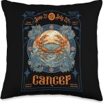 Crab Zodiac Sign Symbol Horoscope Cancer Boho Creative Throw Pillow - Pisces Pillow for men