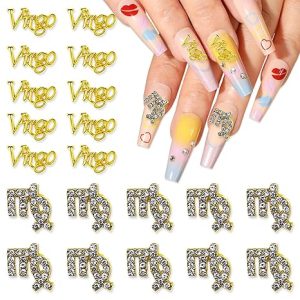 JERCLITY 20pcs Gold Alloy Virgo Zodiac Nail Charms 10pcs Virgo Sign Symbols Nail Charms 10pcs Virgo Constellation Words Nail Charms for Nails（Virgo Dates: August 23 to September 22）, JSP434 - Pisces for men