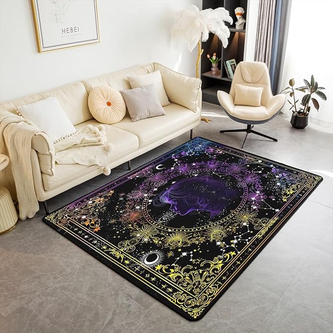 Feelyou Virgo Constellation Decorative Carpet Kids Astrology Living Room Rugs Zodiac Psychedelic Accent Rug for Women Men Horoscope Decorative Rug Area Rug 3x5 - Virgo Car Floor Mat for men