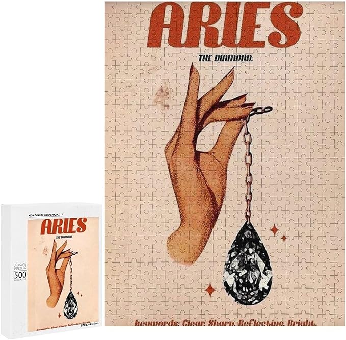 Aries Zodiac The Diamond Astrology Vintage Poster, Aries Zodiac Features Poster, Aries Art Print, Aries Wall Decor, Aries Sign Wooden Puzzle,Jigsaw Puzzle 1000 Puzzle Pieces,Puzzle Enthusiasts - Aries Poster for men