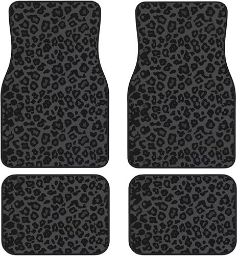 Universal Car Floor Mats Black Leopard Print Vehicle Floor Protection Rugs Cute Auto Interior Accessories Rubber Backed Auto Front Rear Floor Mats Carpet New Car Accessories Set of 4 Pcs - Virgo Car Floor Mat for men