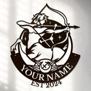 Personalized The Zodiac Wall Decor Name Sign ，Black Custom Shed The Zodiac Home Metal Wall Art Decor Plaques,Outdoor wall Decorative Signage (Sagittarius) - Sagittarius Home Decor for men