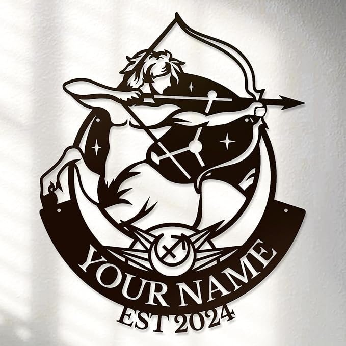 Personalized The Zodiac Wall Decor Name Sign ，Black Custom Shed The Zodiac Home Metal Wall Art Decor Plaques,Outdoor wall Decorative Signage (Sagittarius) - Sagittarius Home Decor for men