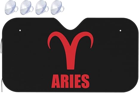 Zodiac Sign Aries Symbol Foldable Car Windshield Sunshade Medium 55x30 in Blocks Heat and Sun Glare UV Rays - Aries Car Ornament for men