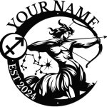 Personalized Custom Name Signs Constellation Art Metal Wall Decor,Constellation Star Signs Metal Decor,Constellation Black Home Outdoor Metal Plaques (Sagittarius) - Sagittarius Home Decor for men
