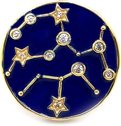 Sterling Silver Over Gold Plated White Zircon With Blue Enamel Zodiac Signs (Scorpio, Virgo, Pisces, Taurus, Libra, Leo, Aries, Aquarius, Capricorn, Cancer, Gemini, Sagitarius) Gift For Her. - Aries Earrings for men