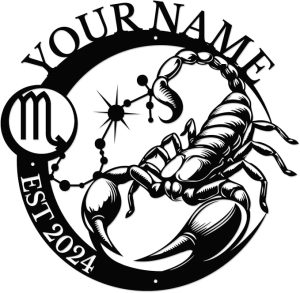 Personalized Custom Name Signs Constellation Art Metal Wall Decor,Constellation Star Signs Metal Decor,Constellation Black Home Outdoor Metal Plaques (Scorpio) - Scorpio Canvas for men