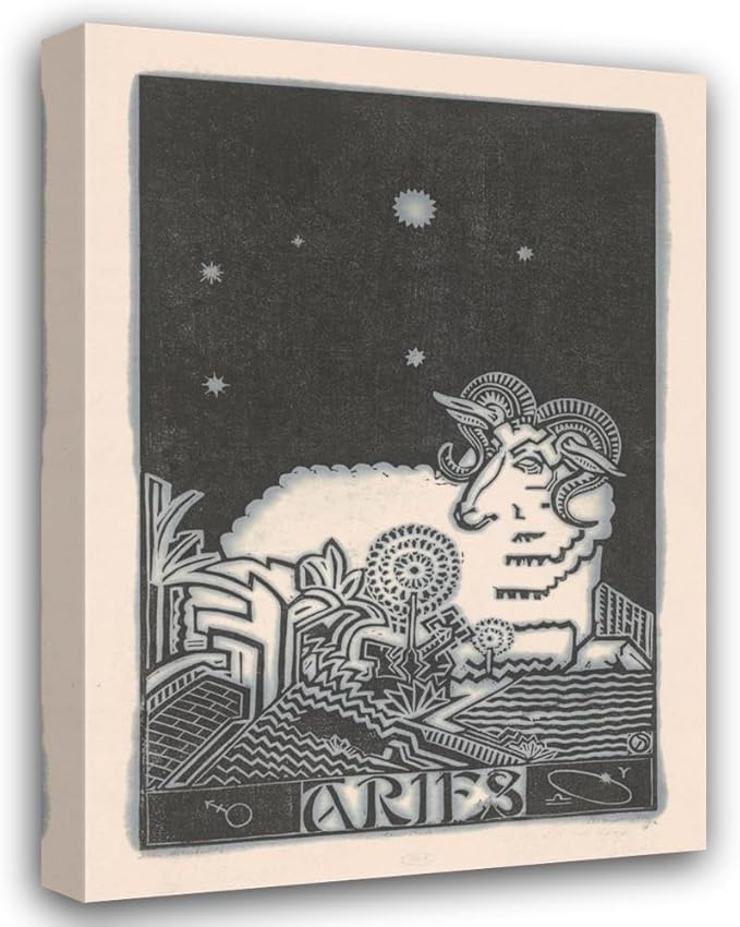 Henri Van Der Stok 34x48 Huge Gallery Wrapped Canvas Museum Art Print Titled: Zodiac Sign Aries (1880-1946) - Aries Canvas for men