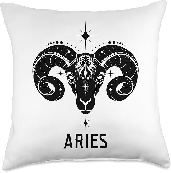 Aries Sign Zodiac Astrological Symbol Goat Astrology Throw Pillow - Aries Pillow for men