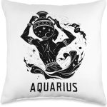 Aquarius Astrology Zodiac Sign Whimsical Astrological Symbol Throw Pillow - Aquarius Pillow for men